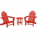 Polywood Classic Sunset Red Patio Set with Adirondack Chairs and Round Side Table 633PWS4171SR